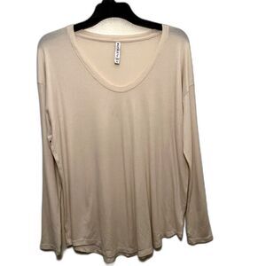 ATHLETA Move With Ease Relaxed Fit Scoopneck Tee, Oatmeal- XL